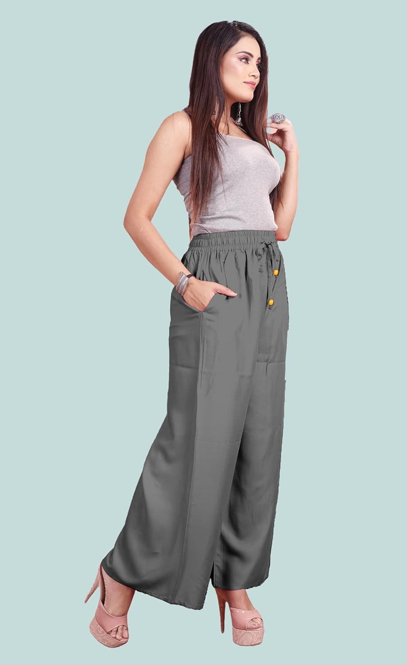 VIG TRENDS Women's Wide Leg Palazzo Pants, High Waist, Drawstring Closure, Casual Loose Fit Trousers - Image 2